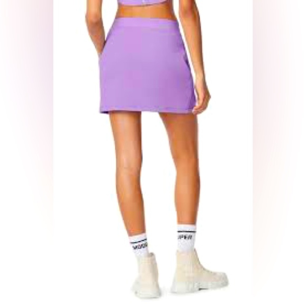 HERVE LEGER  COTTON KNIT LOGO SKIRT IN WISTERIA SIZE S NWT💜 - Picture 5 of 14